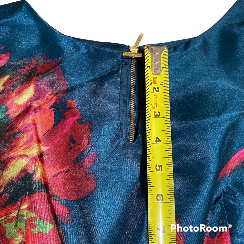 NWT New Dressbarn Emerald Floral Cocktail Skater Dress Size 4 Keyhole Sleeveless - Picture 6 of 11